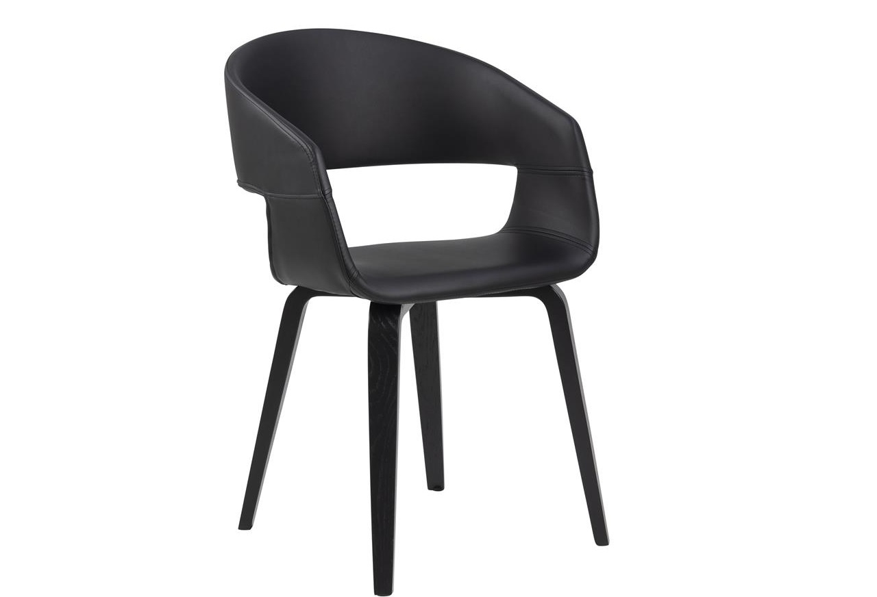 Scaun tapitat cu piele ecologica si picioare din furnir Nova Negru, l49,5xA52,5xH77 cm