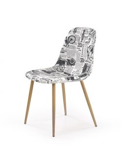 Scaun tapitat cu stofa, cu picioare metalice K220 Honey Oak / Black / White, l44xA53xH82 cm