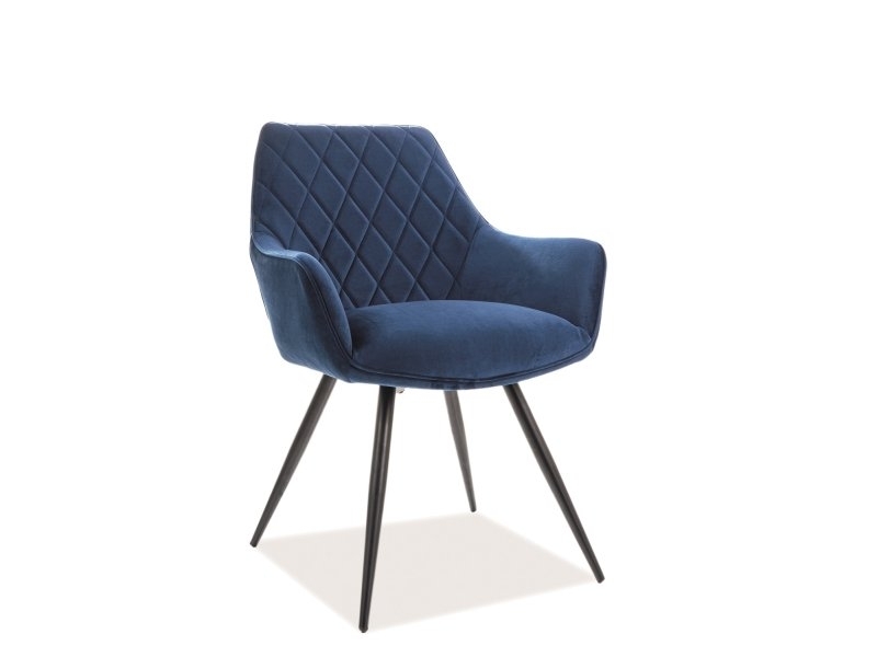 Scaun tapitat cu stofa, cu picioare metalice Linea Velvet Bleumarin / Negru, l59xA59xH82 cm
