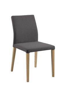 Scaun tapitat cu stofa si picioare din lemn Zina Gri Inchis / Stejar, l47,5xA58xH87,5 cm