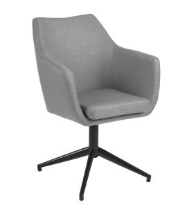 Scaun tapitat cu stofa si picioare metalice Nora Gri Deschis / Negru, l58xA57xH83,5 cm
