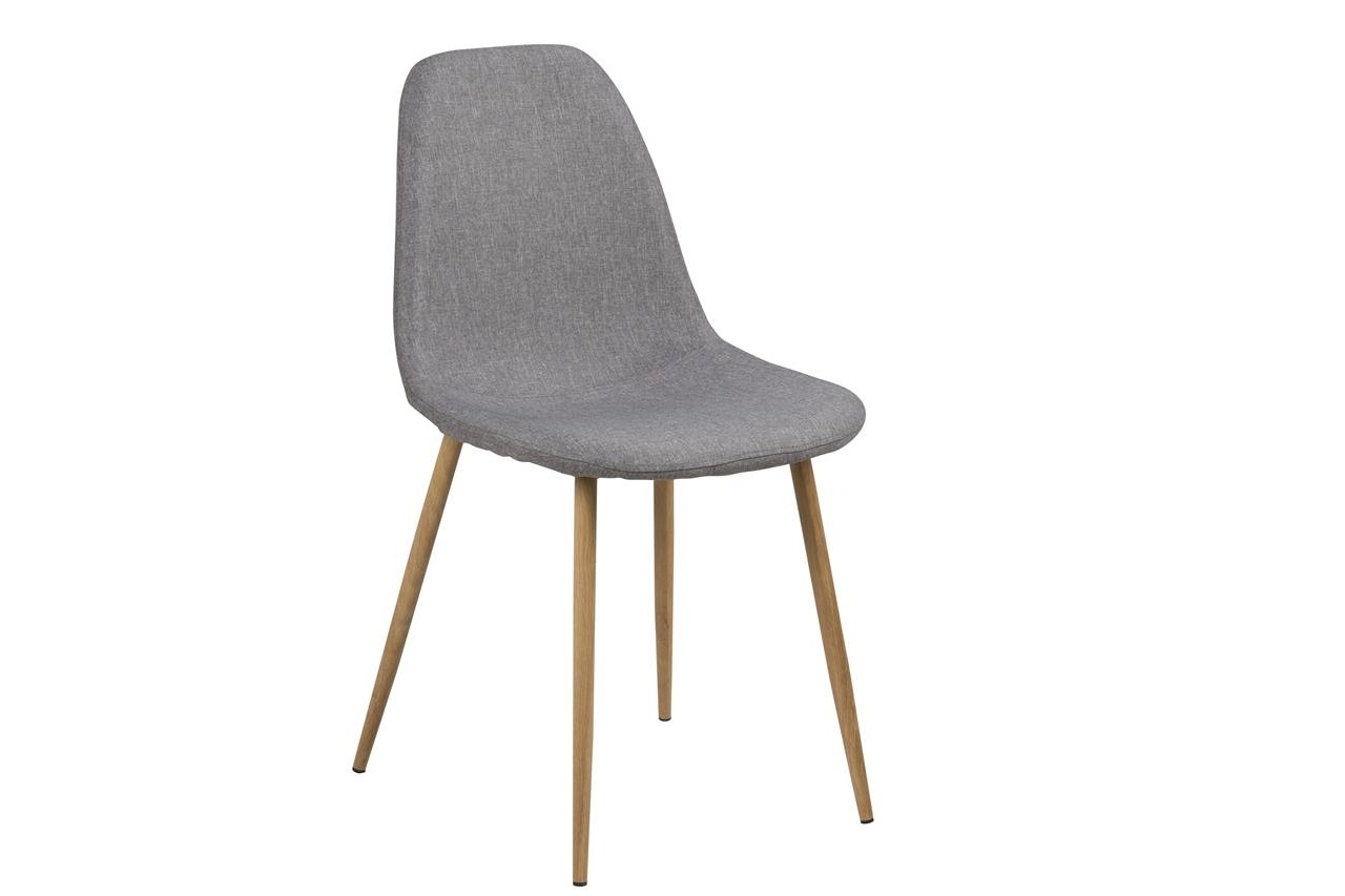 Scaun tapitat cu stofa si picioare metalice Wilma Gri Deschis / Stejar, l44,5xA56xH84 cm