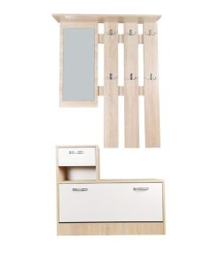 Set mobilier hol Filio, stejar alb cu usi albe - Unic Spot RO