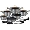 Set oale, cratite si tigai marmorate, 15 piese, din aluminiu forjat, Moonlight Edition, Berlinger Haus, BH 6022