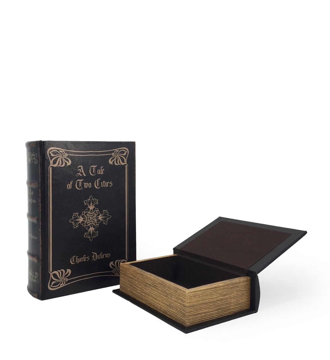 Set 2 cutii de depozitare in forma de carte Tale Of Two Cities Negru, l17xA6xH24 cm / l13xA5xH19 cm