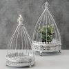 Set 2 suporturi pentru ghivece, din metal Julio Alb Antichizat, Ø26xH47 cm / Ø20xH35 cm