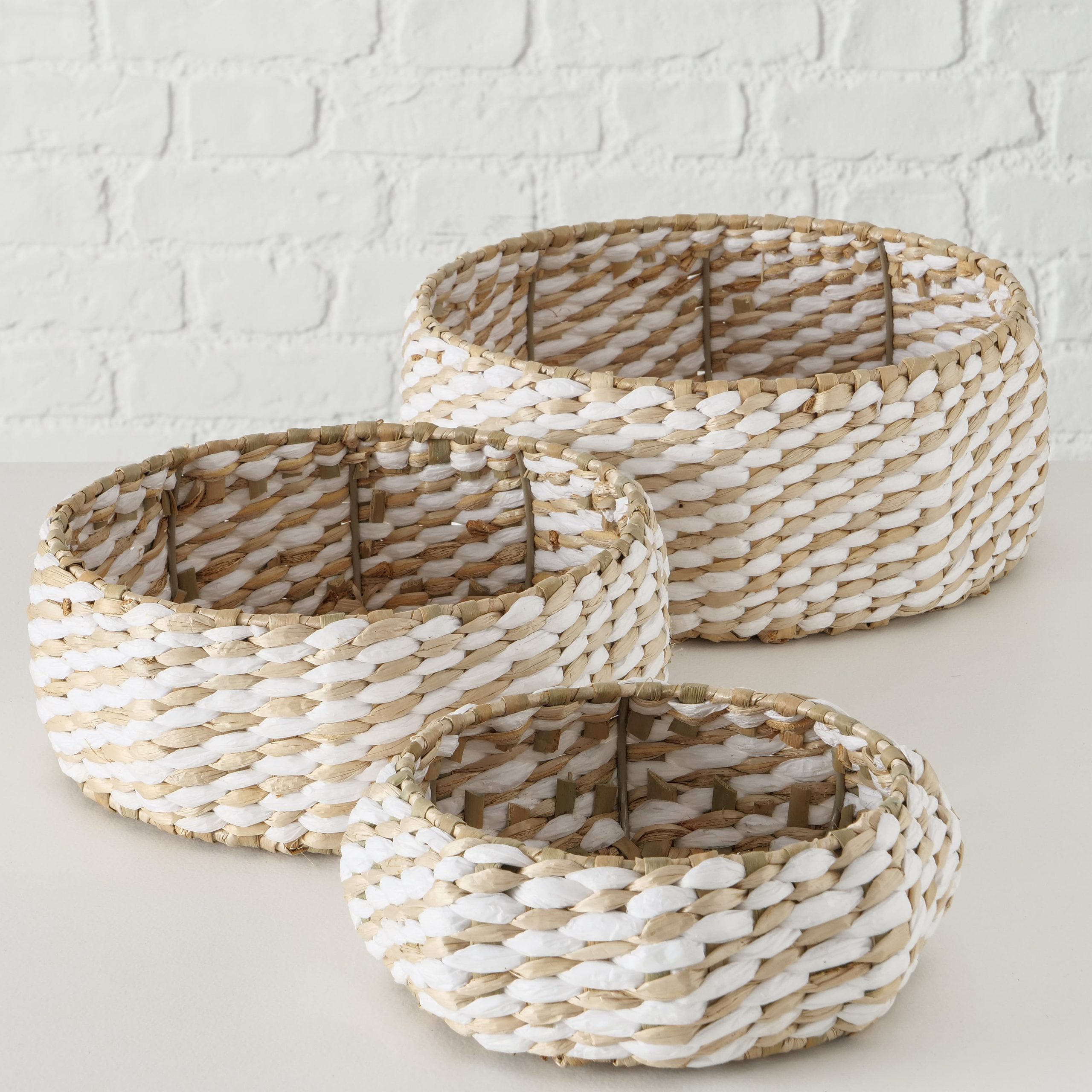 Set 3 cosuri pentru depozitare Alenia Natural, Ø30,5xH12,5 cm / Ø26,5xH10 cm / Ø22,5xH8 cm