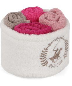 Set 4 prosoape baie din bumbac, Beverly Hills Polo Club Alinda Alb V05 / Mix 4 culori, 30 x 30 cm