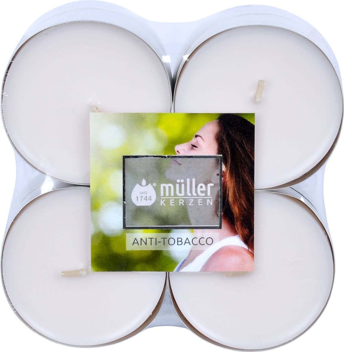 Set 8 lumanari parfumate tip pastila Maxi Antitabac Alb, Ø5,7xH2,2 cm