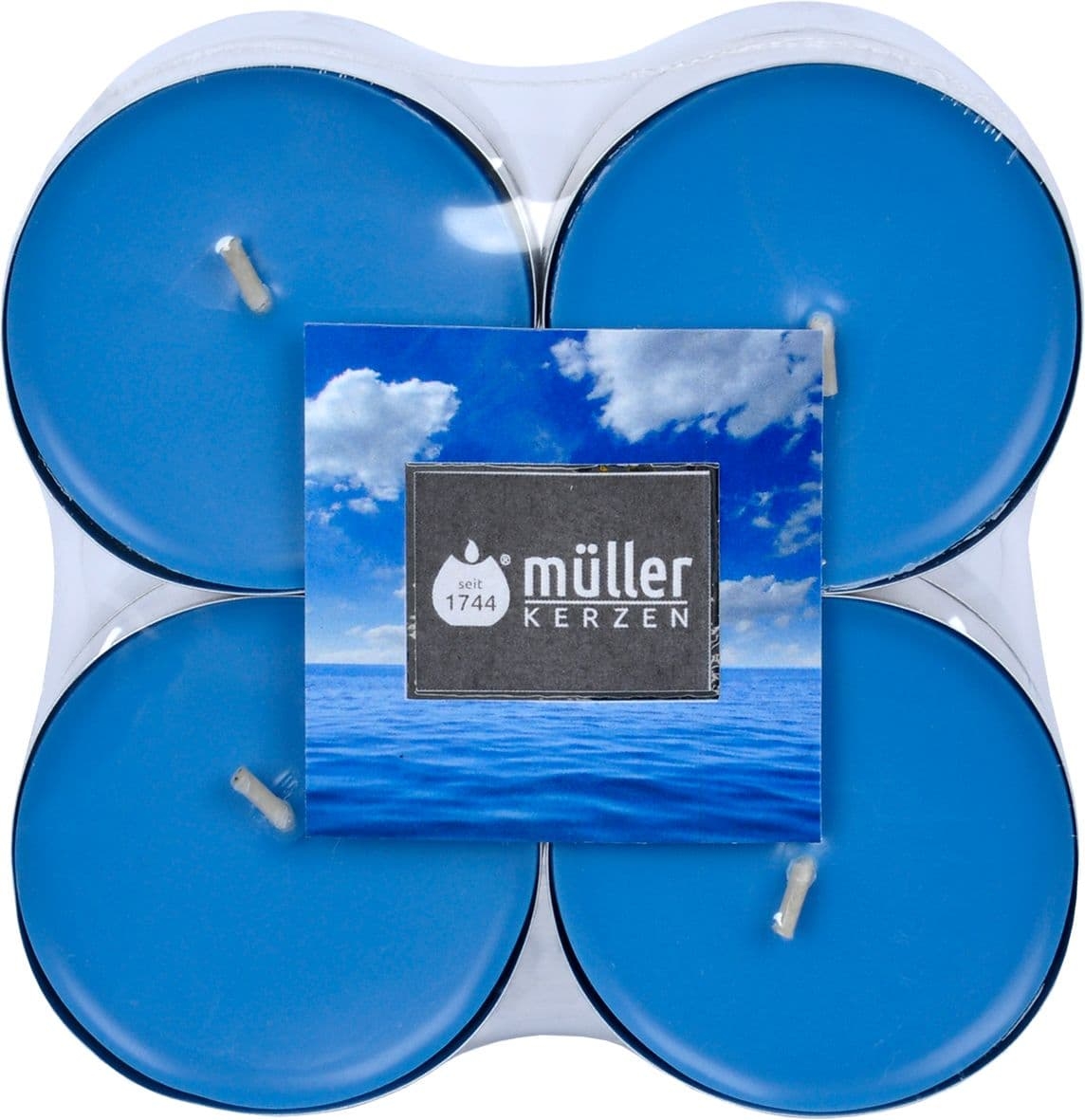 Set 8 lumanari parfumate tip pastila Maxi Briza Marii Albastru, Ø5,7xH2,2 cm