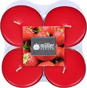 Set 8 lumanari parfumate tip pastila Maxi Capsuni Rosu, Ø5,7xH2,2 cm