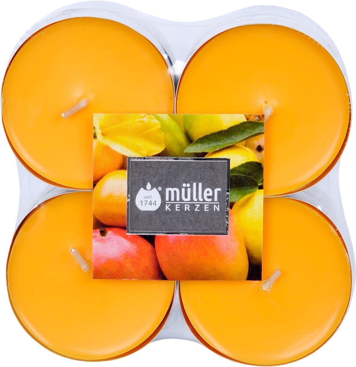 Set 8 lumanari parfumate tip pastila Maxi Fructe Exotice Portocaliu, Ø5,7xH2,2 cm