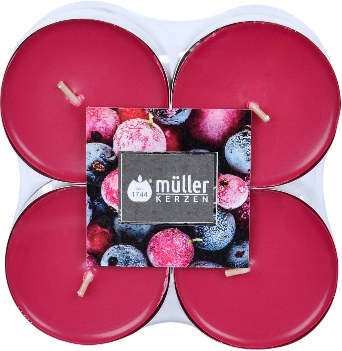 Set 8 lumanari parfumate tip pastila Maxi Fructe Salbatice Fucsia, Ø5,7xH2,2 cm