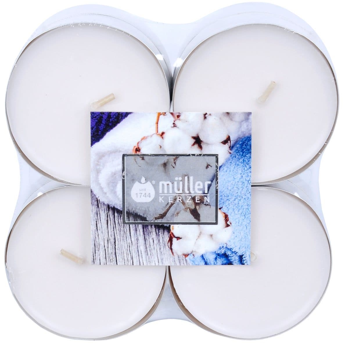 Set 8 lumanari parfumate tip pastila Maxi Soft Cotton Alb, Ø5,7xH2,2 cm