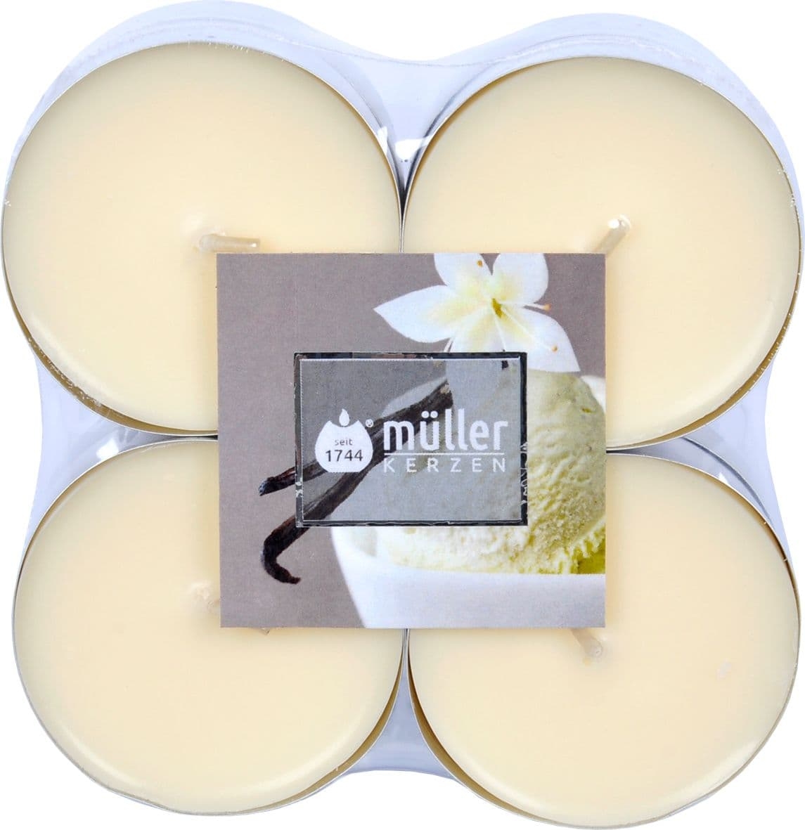 Set 8 lumanari parfumate tip pastila Maxi Vanilie Crem, Ø5,7xH2,2 cm