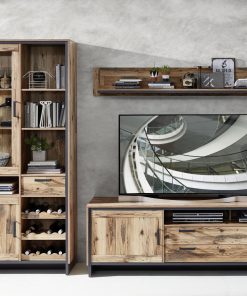 Set de mobila living din pal, 3 piese Pato Natural / Grafit