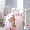 Set lenjerie pentru copii, din bumbac Ranforce, 4 piese, Bear Multicolor, 100 x 150 cm