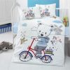 Set lenjerie pentru copii, din bumbac Ranforce, 4 piese, My bike Multicolor, 100 x 150 cm
