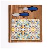 Set tocator din lemn si sticla, cu 2 cutite pentru branzeturi, Medicea Multicolor