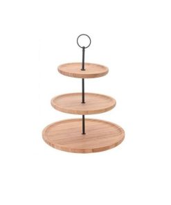 Suport servire din bambus, 3 nivele, 28x34 cm