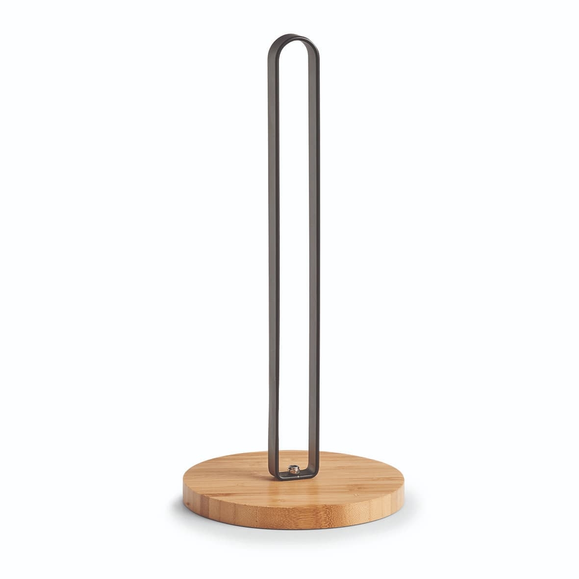 Suport din metal si bambus pentru role de bucatarie, Bamboo Negru, Ø15xH31,5 cm