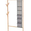 Suport pentru umerase si incaltaminte, cu organizator pentru accesorii, Bamboo II Natural / Alb, l65xA38xH167 cm