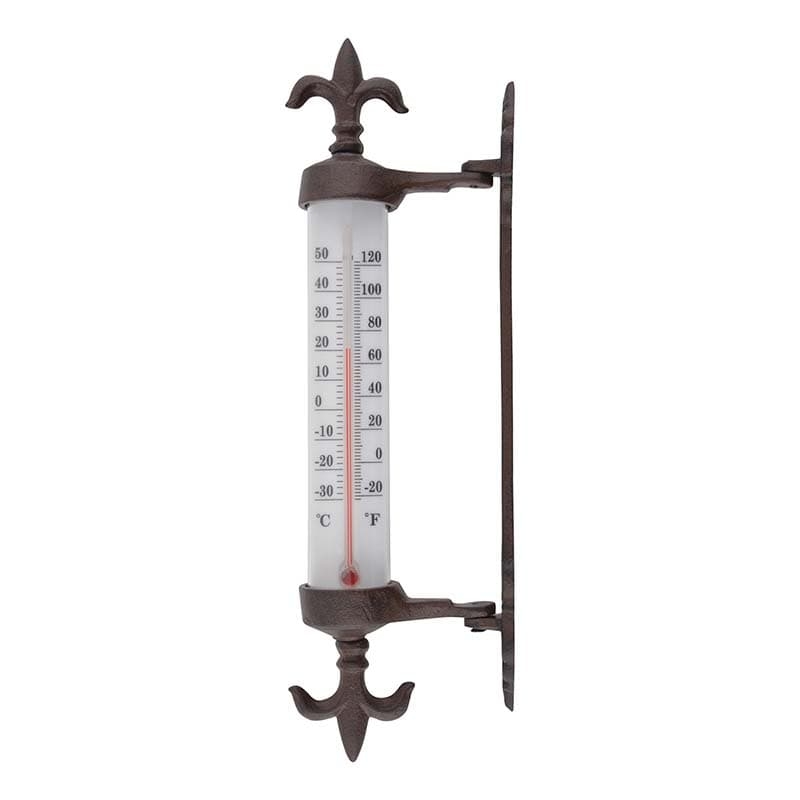 Termometru pentru exterior, din fonta, Window Maro Antichizat, L9,3xl5,5xH29,5 cm