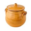 Vas cu capac din ceramica, Le Primizie Galben / Caramiziu, Ø16,5 cm