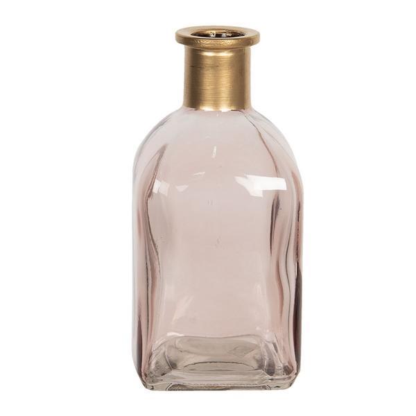 Vaza pentru flori din sticla roz aurie 6 cm x 6 cm x 13 h - Decorer