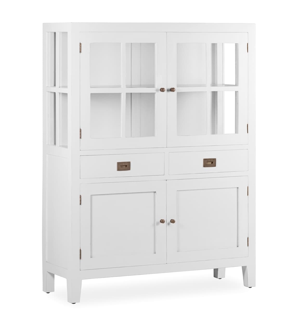 Vitrina din lemn cu 2 sertare si 4 usi, Everest Large Alb, l110xA40xH145 cm