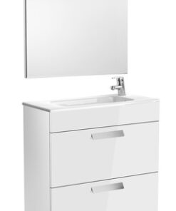 Set mobilier Roca Debba Compact dulap baza cu 2 sertare 70x36cm alb lavoar si oglinda iluminata