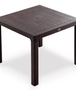 Alternative view of Set exterior gradina CULINARO JURI imitatie ratan, masa patrata 90x90x75cm, 4 scaune 59x44xH88cm polipropilena/fibra sticla maro, 4 perne scaun