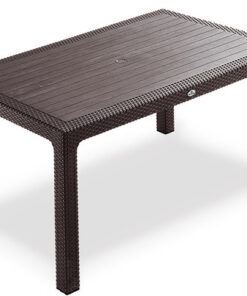 Alternative view of Set mobilier terasa CULINARO JURI imitatie ratan, masa 90x150x75cm, 4 scaune 59x44xH88cm polipropilena/fibra sticla maro, 4 perne scaun