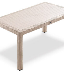 Alternative view of Mobila gradina CULINARO JURI imitatie ratan, masa 90x150x75cm, 4 scaune 59x44xH88cm polipropilena/fibra sticla culoare cappuccino, 4 perne scaun