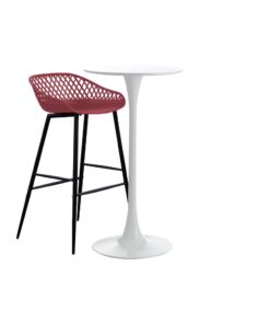 Set masa si scaune de bar, masa alba 60x101cm cu 1 scaun mov negru Toyama 48x47x95cm