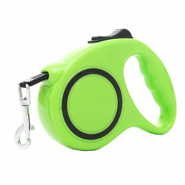 Lesa retractabila 5 m Pufo Puppy pentru caini de talie mica sau medie, sistem carabina cu vartej, verde - imagine 2