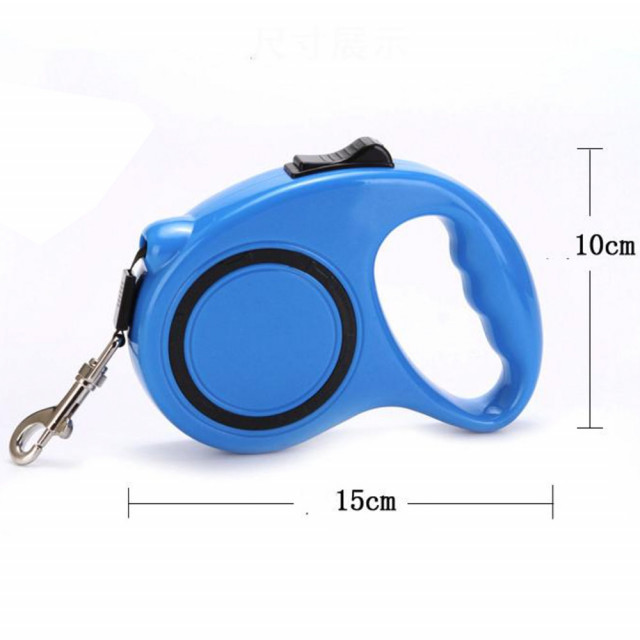 Lesa retractabila 5 m Pufo Puppy pentru caini de talie mica sau medie, sistem carabina cu vartej, albastru - imagine 2