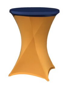 Alternative view of CULINARO Set masa pliabila rotunda, cocktail D80xH110cm, husa elastica aurie, capac elastic albastru