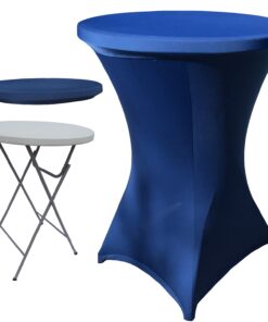 CULINARO Set masa pliabila rotunda, cocktail D80xH110cm, husa elastica albastra, capac elastic albastru
