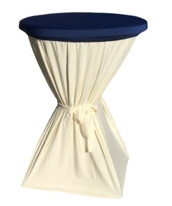 Alternative view of CULINARO Set masa pliabila rotunda, cocktail D80xH110cm, fata de masa ivory cu panglica, capac elastic albastru
