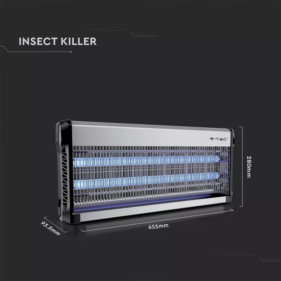 Aparat UV anti-insecte electronic, 40W, 150 mp, negru-gri, V-TAC - imagine 4