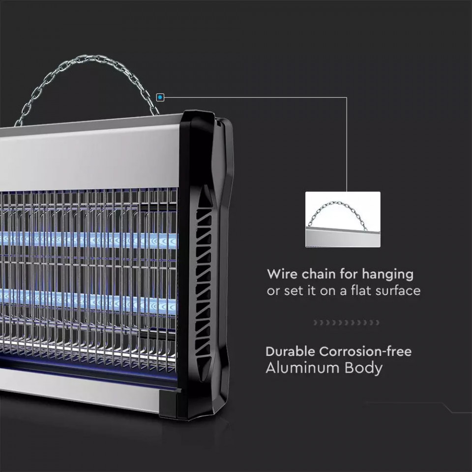 Aparat UV anti-insecte electronic, 40W, 150 mp, negru-gri, V-TAC - imagine 5
