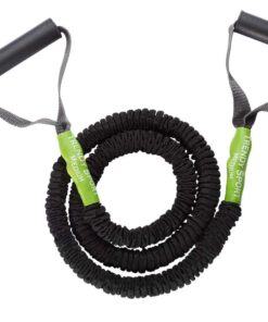 Extensor cu coarda elastica si manere, Pentru aerobic si recuperare, Protectie bumbac, 1.3 m