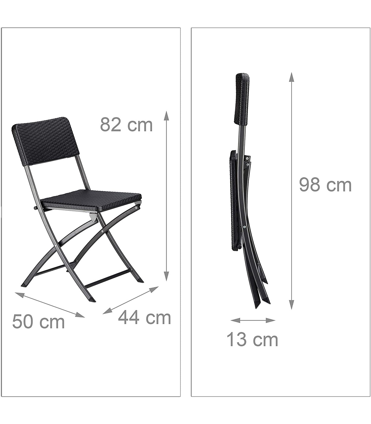 Set 2 scaune pentru gradina/balcon Bastian, Pliabil, Maro - imagine 6