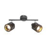 Spot metal negru, crom, catifea negru, abajur cu perforare decorativă, interior auriu, intrerupator, 2 becuri, dulie E14, 54121-2, Globo