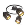 Spot metal negru, crom, catifea negru, abajur cu perforare decorativă, interior auriu, 3 becuri, dulie E14, 54121-3, Globo