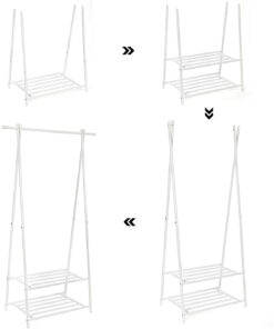 Alternative view of Suport pentru haine/pantofi din metal, Alb/crem, 87.5 x 41 x 155 cm