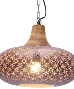 vidaXL Lampă suspendată industrială arămiu 40 cm lemn masiv&fier E27