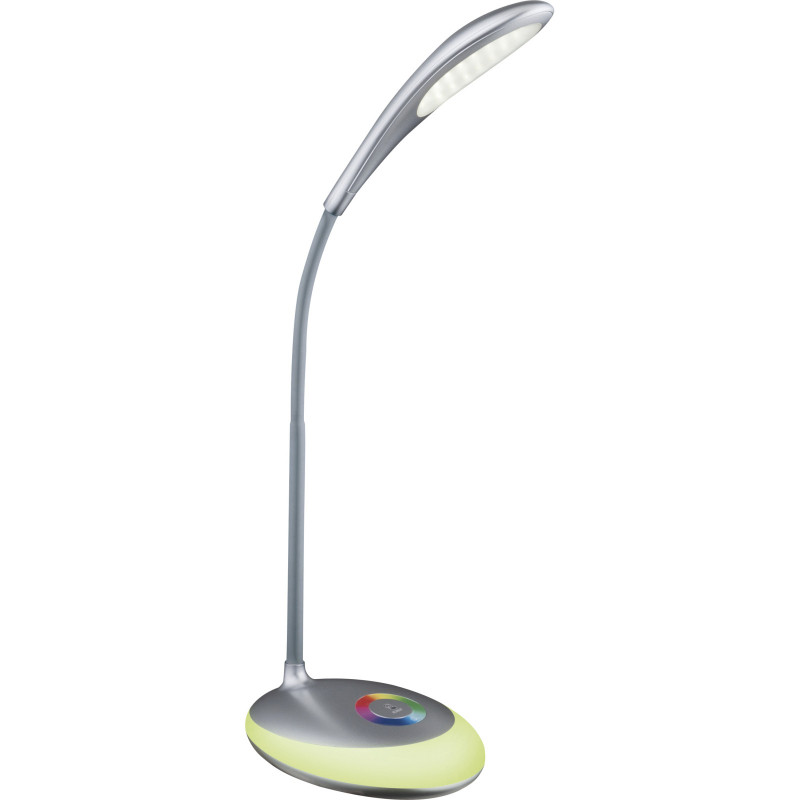 Lampa de birou argintiu, mat, brat flexibil, baza cu LED RGB multicolor, culoare fixabila prin atingere, dimmabil, 230lm, lumina rece (5000K), 58265, Globo - imagine 5
