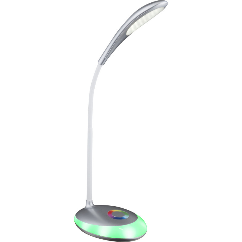 Lampa de birou argintiu, mat, brat flexibil, baza cu LED RGB multicolor, culoare fixabila prin atingere, dimmabil, 230lm, lumina rece (5000K), 58265, Globo - imagine 7
